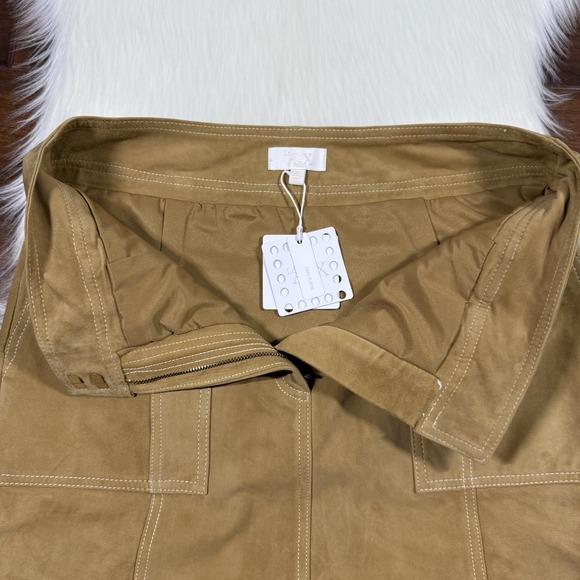 Le' AL.X Women's Size Large Camel Suede Leather Mini Skirt $259 - Picture 7 of 10